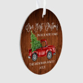 Calligraphy Wood First Christmas New Zuhause Truck Ornament (Vorderseite)