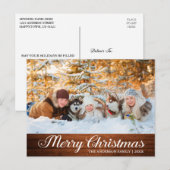 Calligraphy Wood Foto Merry Christmas Star Postkarte (Vorne/Hinten)