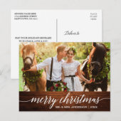 Calligraphy Wood Frohe Weihnachtszeit Foto Postkarte (Vorne/Hinten)