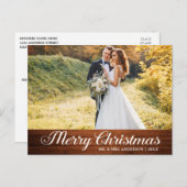 Calligraphy Wood Frory Christmas Star Foto Postkarte (Vorne/Hinten)