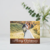 Calligraphy Wood Frory Christmas Star Foto Postkarte (Stehend Vorderseite)