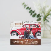 Calligraphy Wood Star Frohe Weihnachts-Foto Postkarte (Stehend Vorderseite)