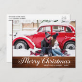 Calligraphy Wood Star Frohe Weihnachts-Foto Postkarte (Vorne/Hinten)