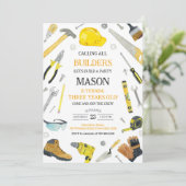 Calling All Builders Construction Tools Birthday  Einladung (Stehend Vorderseite)