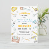Calling All Builders Kids Boy Birthday Invitation Einladung (Stehend Vorderseite)