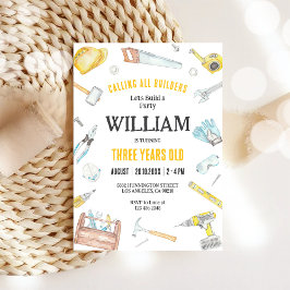 Calling All Builders Kids Boy Birthday Invitation Einladung