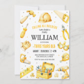 Calling All Builders Kids Boy Birthday Invitation Einladung (Vorderseite)