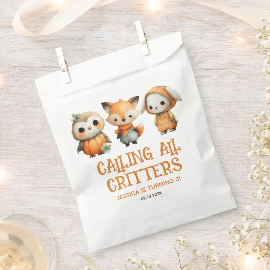 Calling All Critters Woodland Fall Kids' Birthday Geschenktütchen (Ausgeschnitten)