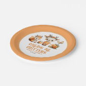 Calling All Critters Woodland Fall Kids' Birthday  Pappteller (Schrägansicht)