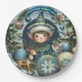 Calling All Elves Snowflakes Hail Christmas Party Pappteller (Vorderseite)