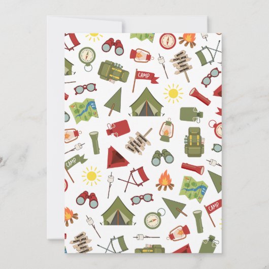 Calling All Happy Campers Kids Birthday Einladung (Rückseite)