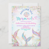 Calling All Mermaids Girl Birthday Invitation. Einladung (Vorderseite)