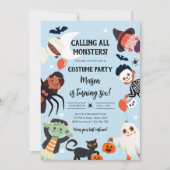 Calling All Monsters Halloween Costume Birthday Einladung (Vorderseite)