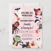 Calling All Monsters Halloween Costume Birthday Einladung (Vorderseite)