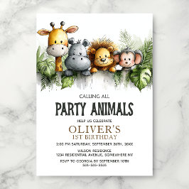 Calling All Party Animals 1st Birthday Party Einladung