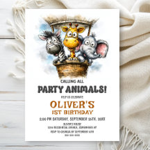 Calling all Party Animals 1st Birthday Party