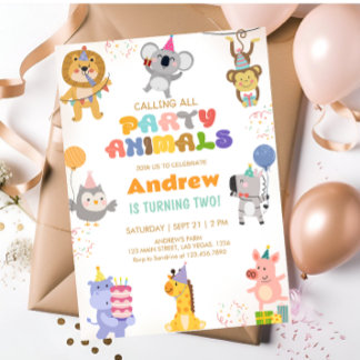 Calling All Party Animals Birthday Einladung