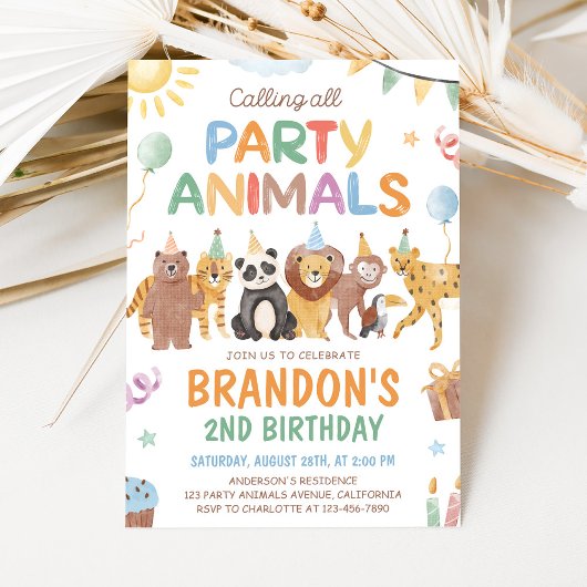 Calling All Party Animals Birthday Invitation Einladung