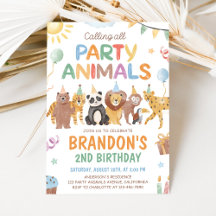 Calling All Party Animals Birthday Invitation