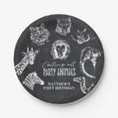 Calling All Party Animals Chalkboard Birthday Pappteller (Vorderseite)