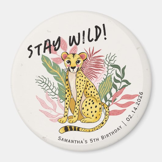 Calling All Party Animals Cheetah Birthday Favors Magnet (Vorne)
