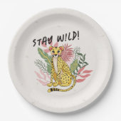 Calling All Party Animals Cheetah Kids Birthday Pappteller (Vorderseite)