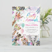 Calling All Party Animals Safari Birthday Einladung (Stehend Vorderseite)