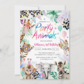 Calling All Party Animals Safari Birthday Einladung (Vorderseite)