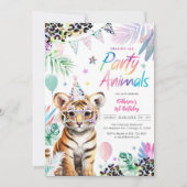 Calling All Party Animals Safari Birthday  Einladung (Vorderseite)