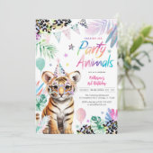 Calling All Party Animals Safari Birthday  Einladung (Stehend Vorderseite)