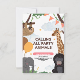 Calling All Party Animals Safari Birthday Invitati Einladung
