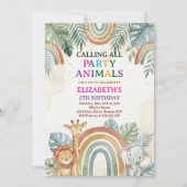 Calling All Party Animals Safari Zoo Birthday Einladung (Vorderseite)