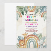 Calling All Party Animals Safari Zoo Birthday Einladung (Vorne/Hinten)