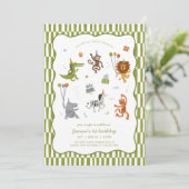 Calling All Party Animals Wild Safari Birthday Einladung (Stehend Vorderseite)