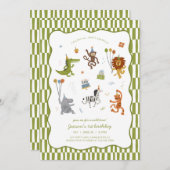 Calling All Party Animals Wild Safari Birthday Einladung (Vorne/Hinten)