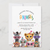 Calling All Party Animals! Zoo Birthday Invitation Einladung (Vorderseite)