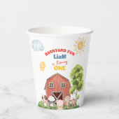 Calling All Party Farm Animals 1st Birthday Pappbecher (Rückseite)