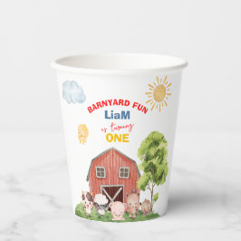 Calling All Party Farm Animals 1st Birthday Pappbecher
