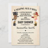 Calling All Units Police Firefighter Baby Shower Einladung (Vorderseite)