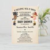 Calling All Units Police Firefighter Baby Shower Einladung (Stehend Vorderseite)