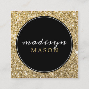 CALLING CARD Circle Ränder Chic Black Gold Glitzer Quadratische Visitenkarte