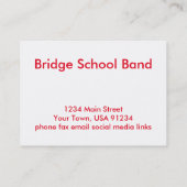 Calling Card for Music Visitenkarte (Rückseite)