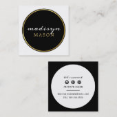 CALLING CARD Kreis Rand chic Schwarz-weißes Gold Quadratische Visitenkarte (Vorne/Hinten)