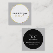 CALLING CARD Kreis Rand schwarzes Gold blassgrau Quadratische Visitenkarte (Vorne/Hinten)