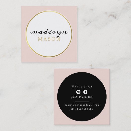 CALLING CARD Kreis Rand schwarzes Gold rot rot Ros Quadratische Visitenkarte (Vorne/Hinten)