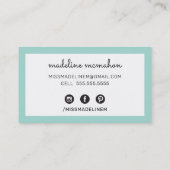 CALLING CARD Preppy moderne schick minimale Minze Visitenkarte (Rückseite)