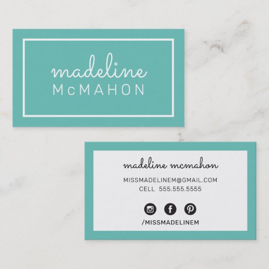 CALLING CARD Preppy moderne schlichte minimale Jad Visitenkarte (Vorne/Hinten)