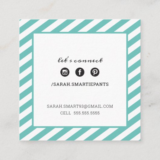 CALLING CARD Quadrat Dgegey moderne coole Jade Wei Quadratische Visitenkarte (Rückseite)