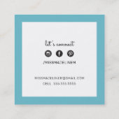 CALLING CARD Quadrat Preppy moderne türkis blau Quadratische Visitenkarte (Rückseite)