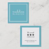 CALLING CARD Quadrat Preppy moderne türkis blau Quadratische Visitenkarte (Vorne/Hinten)